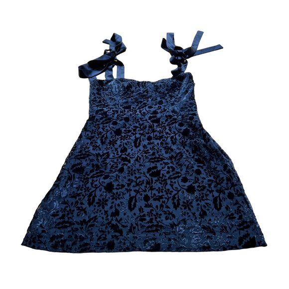 House Of Harlow 1960 Size S NEW Navy Blue Velvet Floral Sleeveless Mini Dress